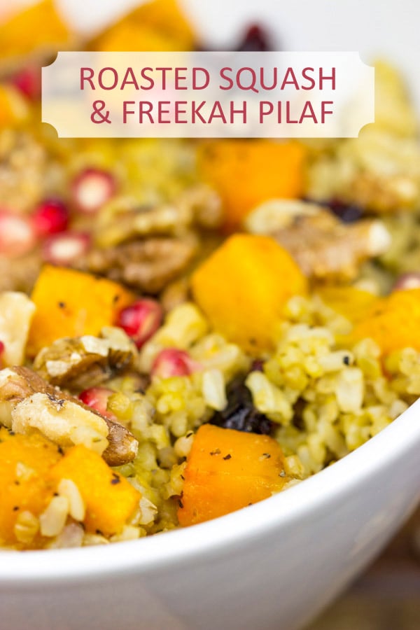 Mix things up a bit! This Roasted Squash and Freekah Pilaf is a delicious seasonal side dish!