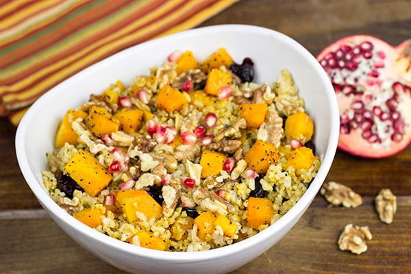 Mix things up a bit! This Roasted Squash and Freekah Pilaf is a delicious seasonal side dish!