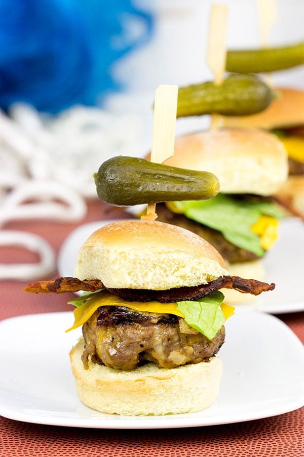 Triple Cheddar Bacon Sliders