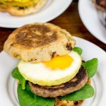 Making breakfast for a crowd?  Kitchen hack: Bake eggs in muffin tins to save time!  These Sausage and Egg Muffin Sandwiches are a favorite around our house!