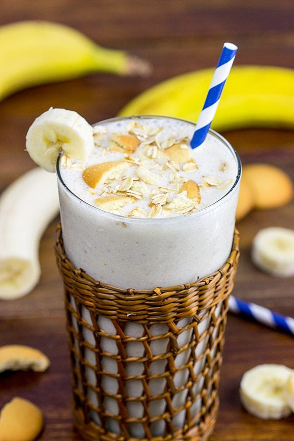 This Banana Muffin Smoothie tastes like eating a loaf of fresh banana bread...through a straw.
