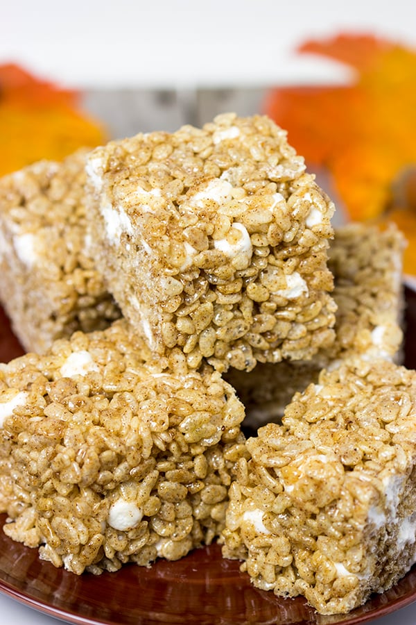 Turn a childhood favorite into the perfect seasonal snack with these Pumpkin Spice Rice Crispy Treats!