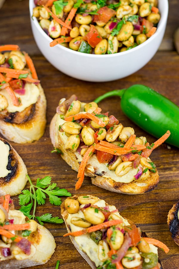 This Masala Hummus Toast is a unique summer appetizer that will have everyone coming back for more!