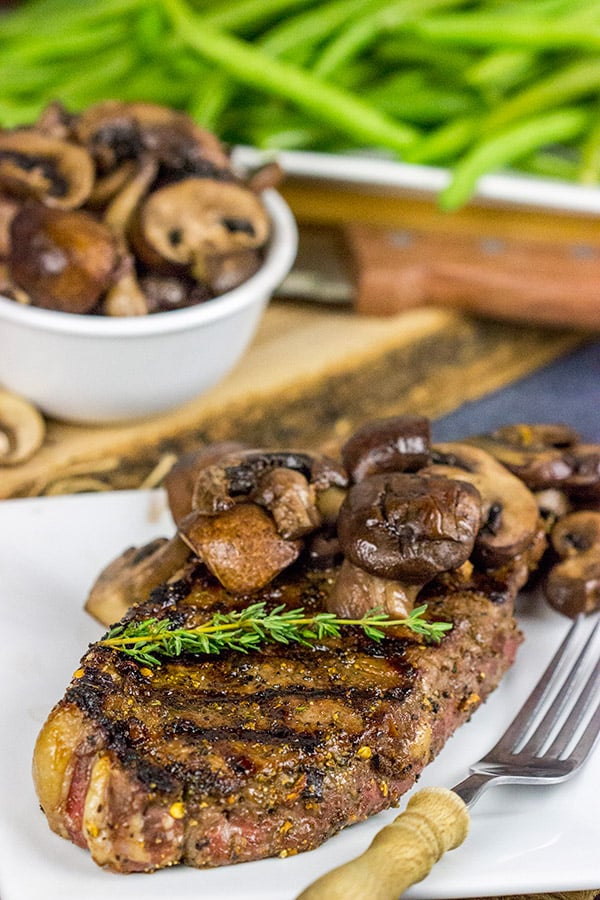 Porcini Rubbed Steak with Sauteed Mushrooms Excellent steak rub!