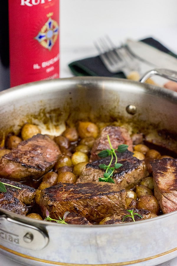 Too cold to pull out the grill?  These Sauteed Sirloin Medallions with Pearl Onion Red Wine Sauce are surprisingly easy to make on the stovetop!