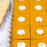 These Pumpkin Pie Bars feature a gingersnap cookie base, and they're the perfect sweet treat for Thanksgiving and holiday parties!