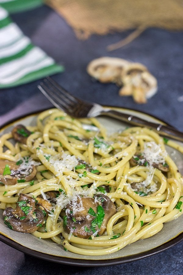Creamy Mushroom Carbonara Sauteed mushrooms in a creamy sauce