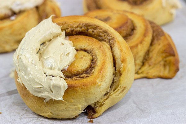 If you love peanut butter, then these Peanut Butter Cinnamon Rolls will be a new favorite! Topped with a whipped peanut butter frosting, these rolls are a tasty breakfast or dessert!