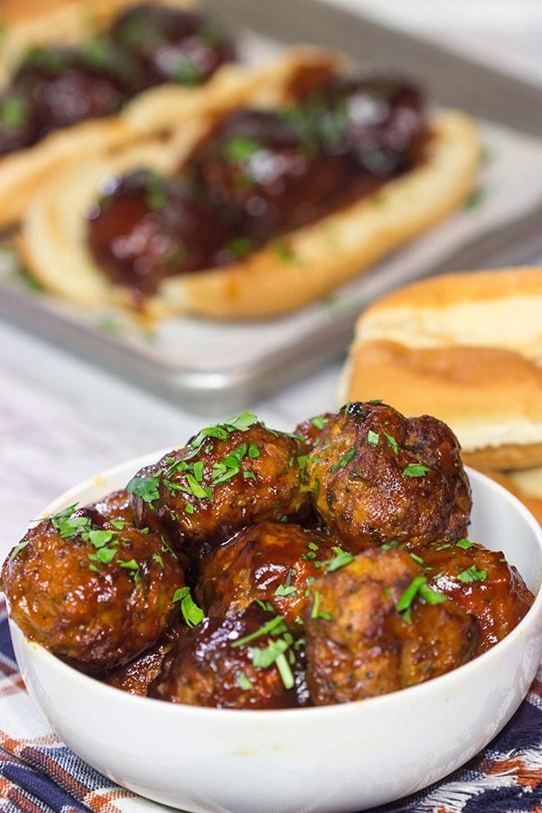 Slow Cooker BBQ Meatball Subs | Perfect cold weather comfort food!