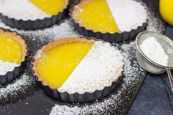 Lemon Tarts | Creamy lemon filling inside a sugar cookie crust