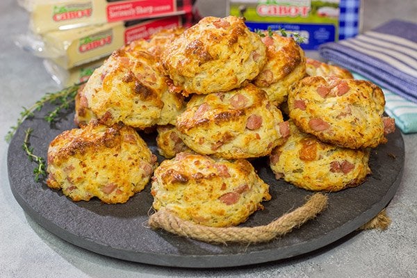 Cheesy Ham Biscuits | Buttermilk biscuits stuffed with cheese and ham!