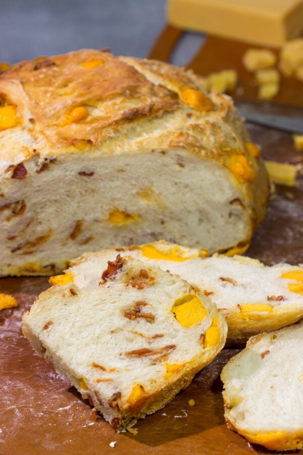 ed with crumbled bacon and cubes of cheddar cheese, this no-knead Bacon Cheddar Bread is a fantastic way to enjoy fresh bread at home!