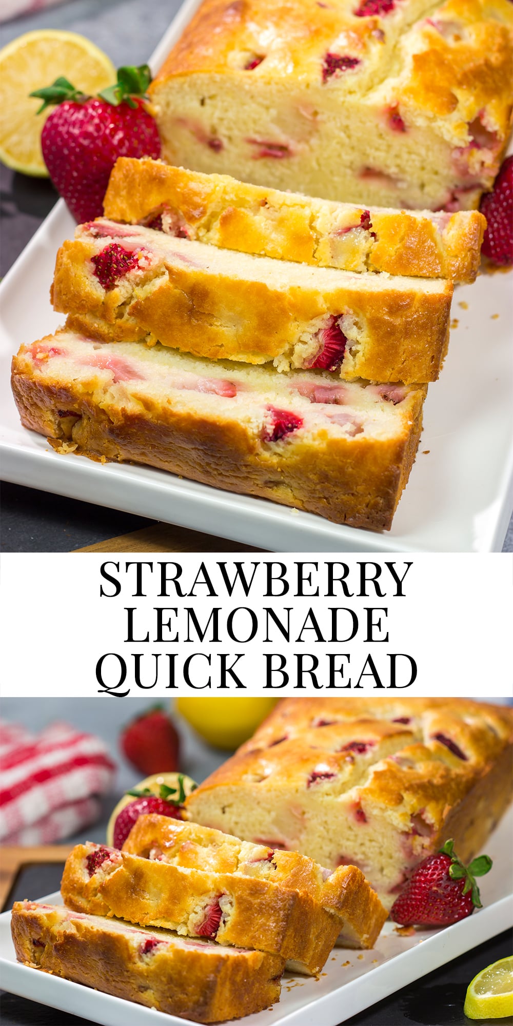 This Strawberry Lemonade Quick Bread is a delicious combination of sweet and tart - it's a great way to bake with juicy summer strawberries!