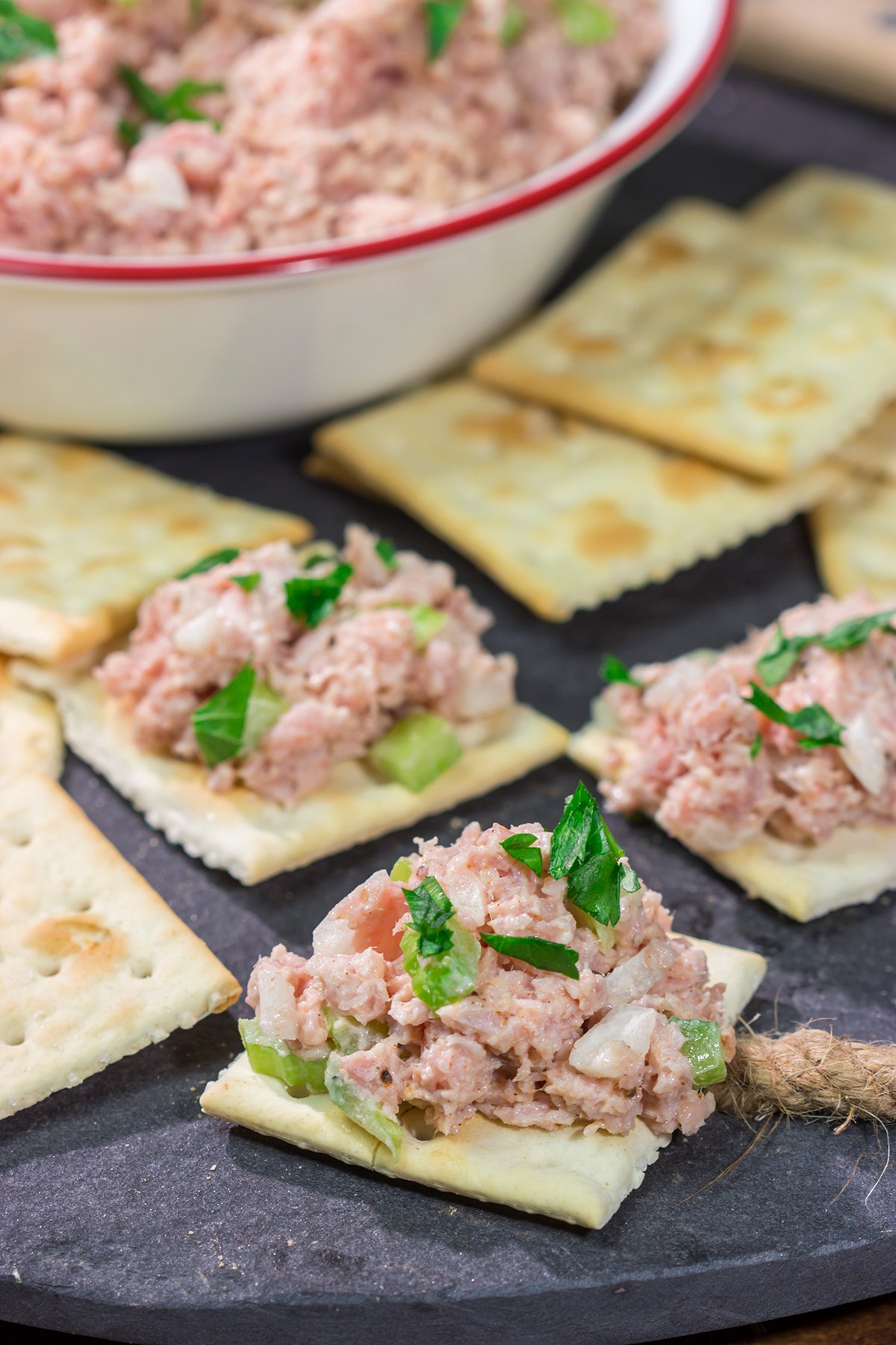 This easy Deviled Ham recipe is a tasty spread that tastes great on saltine crackers or in between 2 slices of white bread. It's a great way to use up leftover ham!
