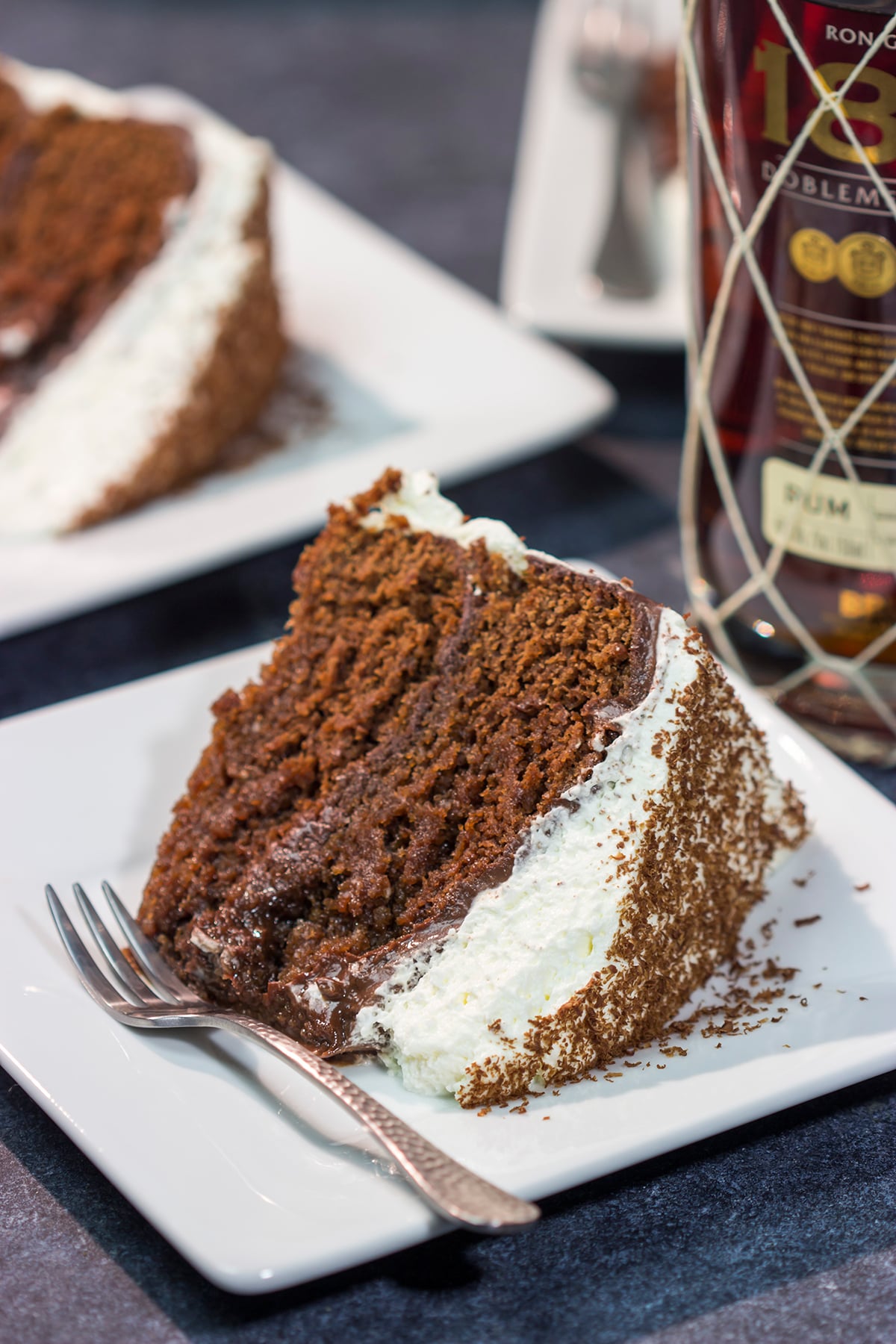 Featuring layers of chocolate cake soaked in rum, this Chocolate Rum Cake tastes just like rum balls. It's a great dessert for holiday entertaining!