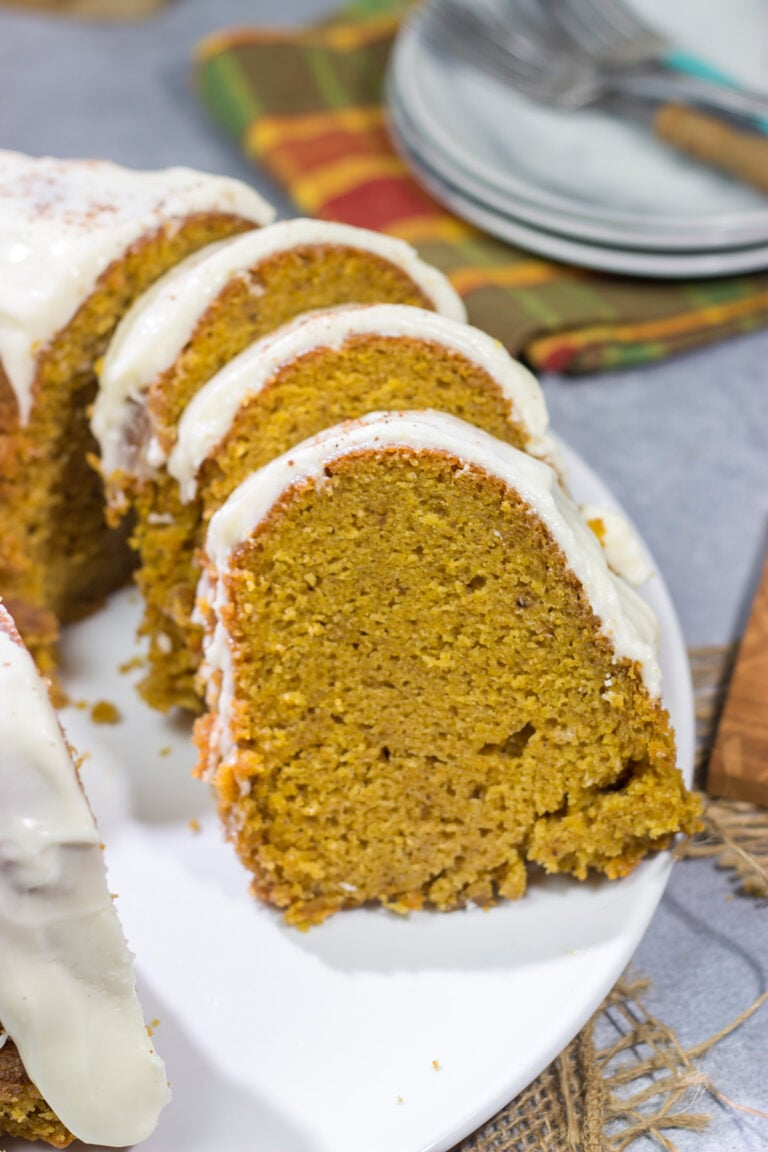 This Pumpkin Spice Pound Cake features is baked with real pumpkin and a combination of warm baking spices. It's the perfect way to celebrate fall baking season!