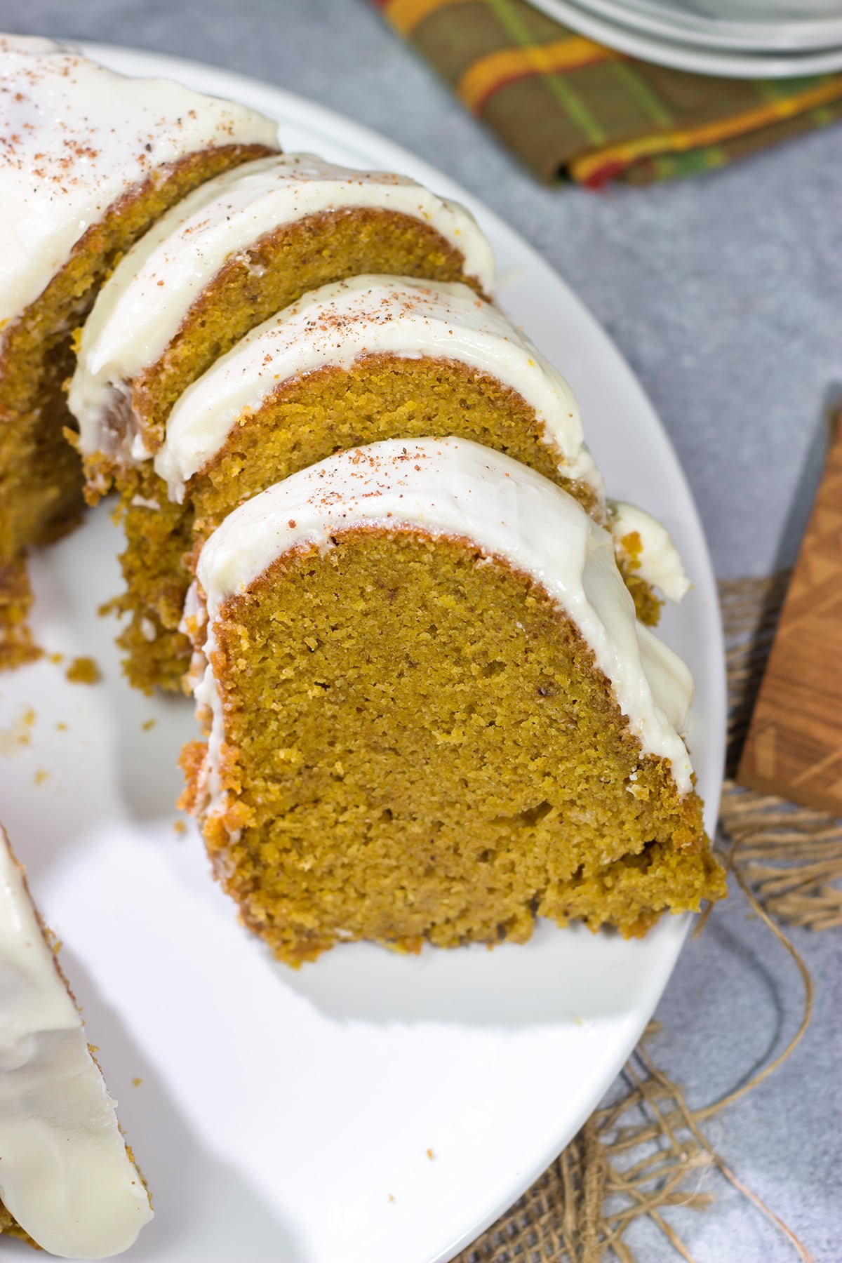 This Pumpkin Spice Pound Cake features is baked with real pumpkin and a combination of warm baking spices. It's the perfect way to celebrate fall baking season!