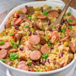 This Red Beans and Rice Casserole is an easy and delicious meal! The rice gets baked in the oven which makes this a great weeknight recipe. Enjoy!