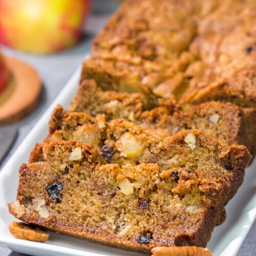 Packed with pecans, raisins and diced apples, this Apple Raisin Bread is a fantastic baking recipe for apple season!
