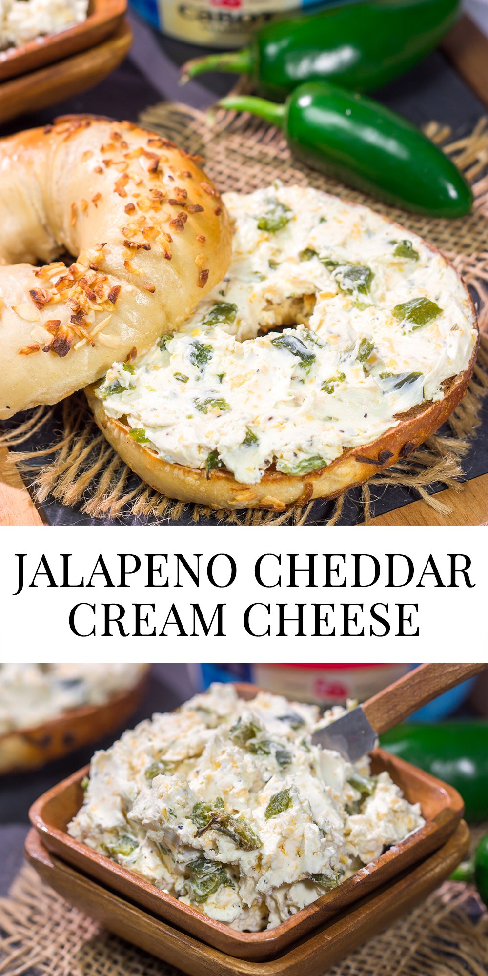 Add a kick to your morning with this homemade Jalapeño Cheddar Cream Cheese. Packed with roasted jalapeños and sharp cheddar cheese, this cream cheese is absolutely delicious!