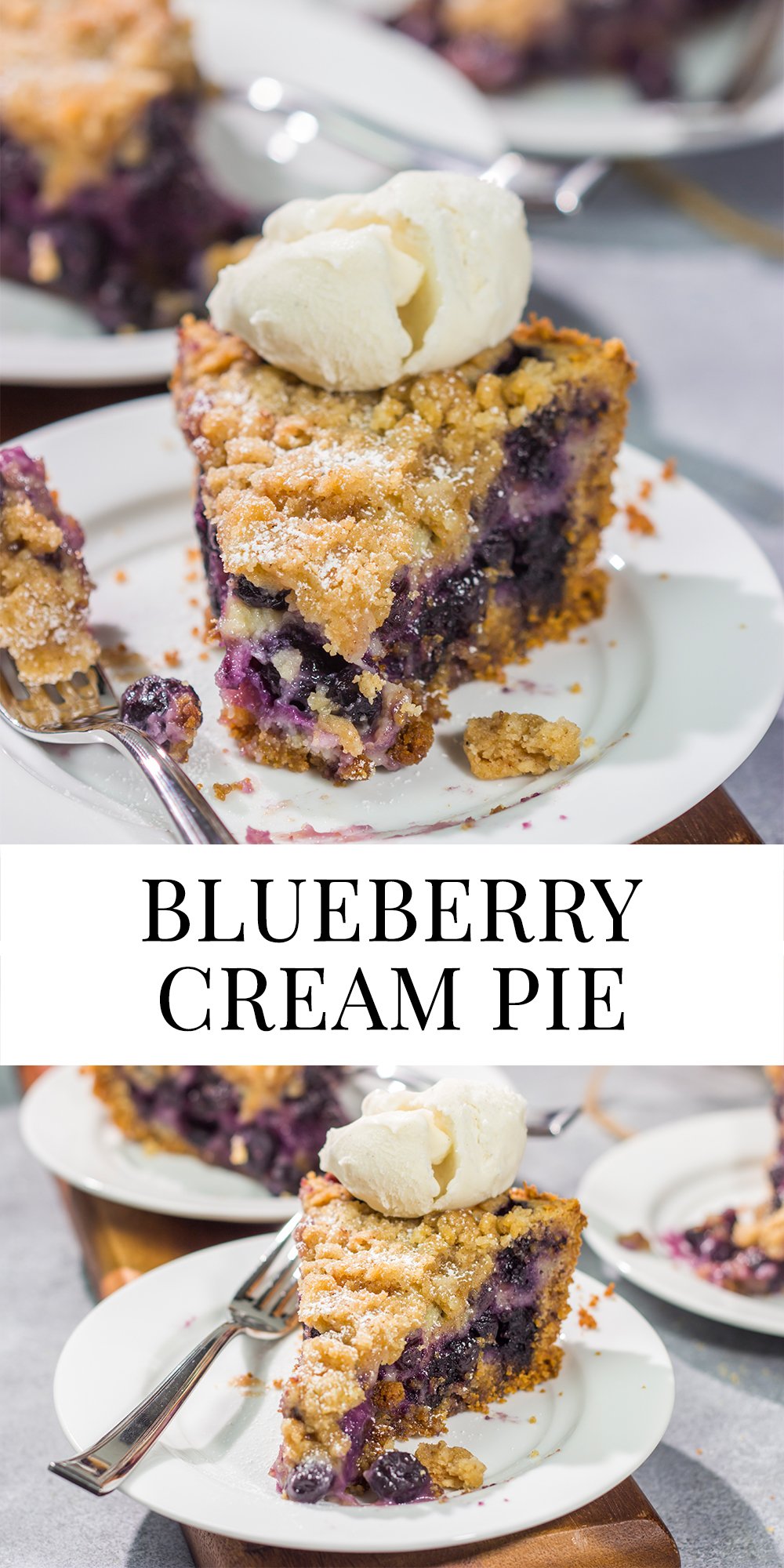 Featuring a sweet custard poured over juicy blueberries, this Blueberry Cream Pie is packed with summer flavor! Grab a slice and enjoy!