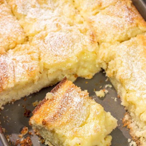 A classic St. Louis dessert, a Gooey Butter Cake features a buttery cake base topped with a vanilla cream cheese layer - it is absolutely addicting! Say hello to your new favorite dessert!