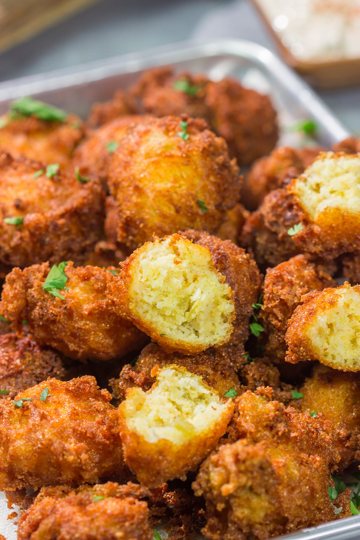 Give a classic Southern side dish a Southwestern spin with a batch of these Green Chile Hushpuppies. Featuring diced green chiles and shredded Pepper Jack cheese, these hushpuppies make for a great side dish alongside fried seafood or barbecue!