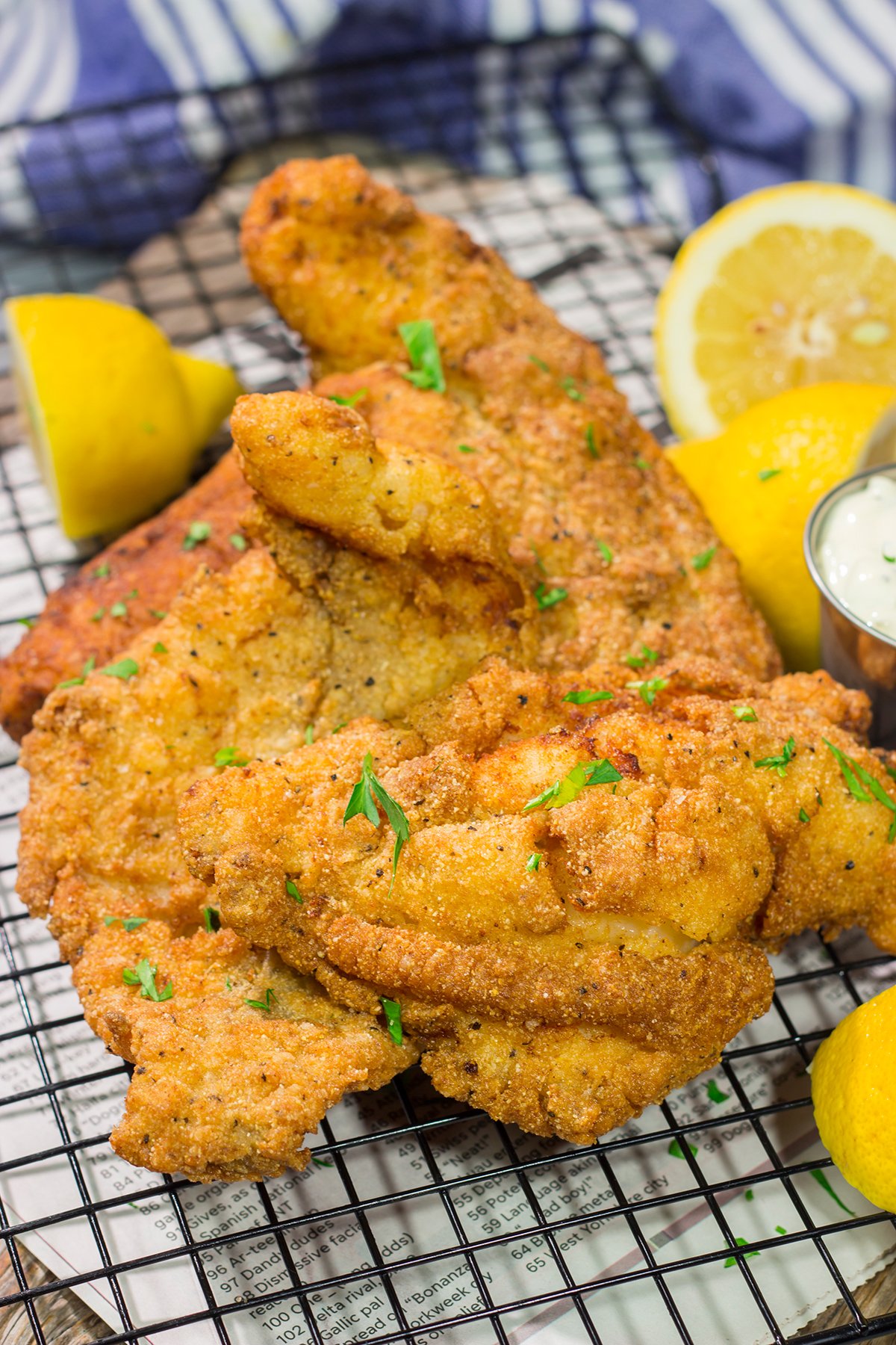 This Fried Catfish features a crispy cornmeal crust over tender catfish filets. Add in a squeeze of lemon and some homemade tartar sauce, and you've got a delicious fish fry recipe!