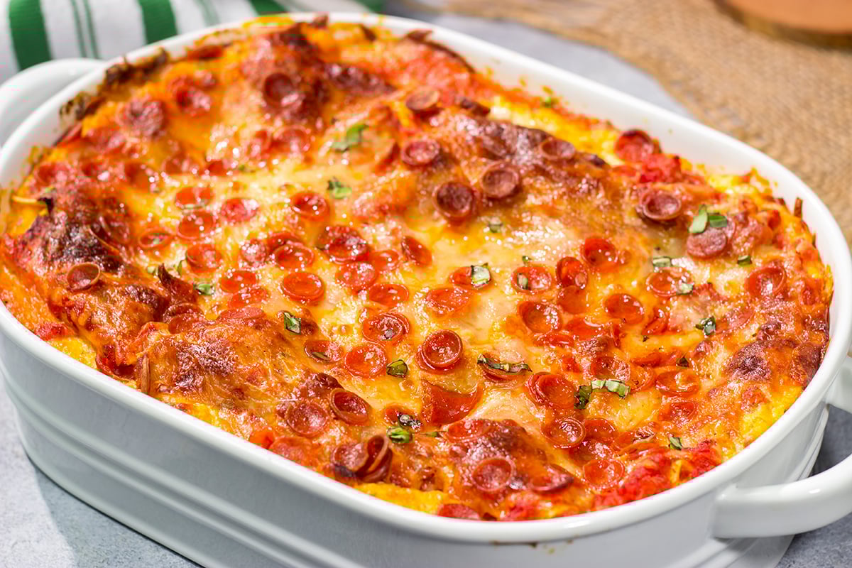 Pizza or lasagna? Why not go for both in this fun mash-up of two favorite comfort foods? This Pepperoni Pizza Lasagna is sure to be a family favorite!