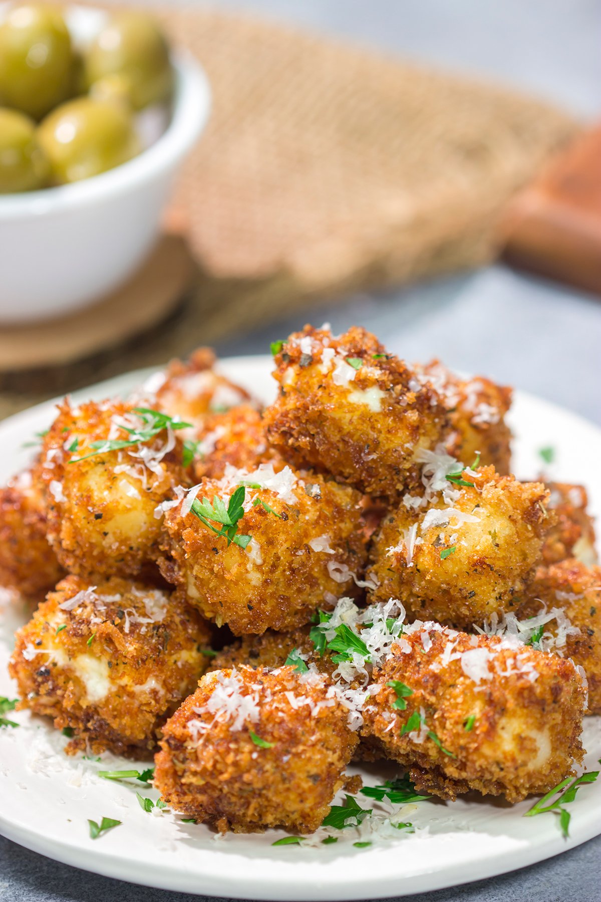 This Toasted Feta is crispy on the outside and warm and creamy on the inside. It can be served as a party appetizer or on top of salads. Enjoy!