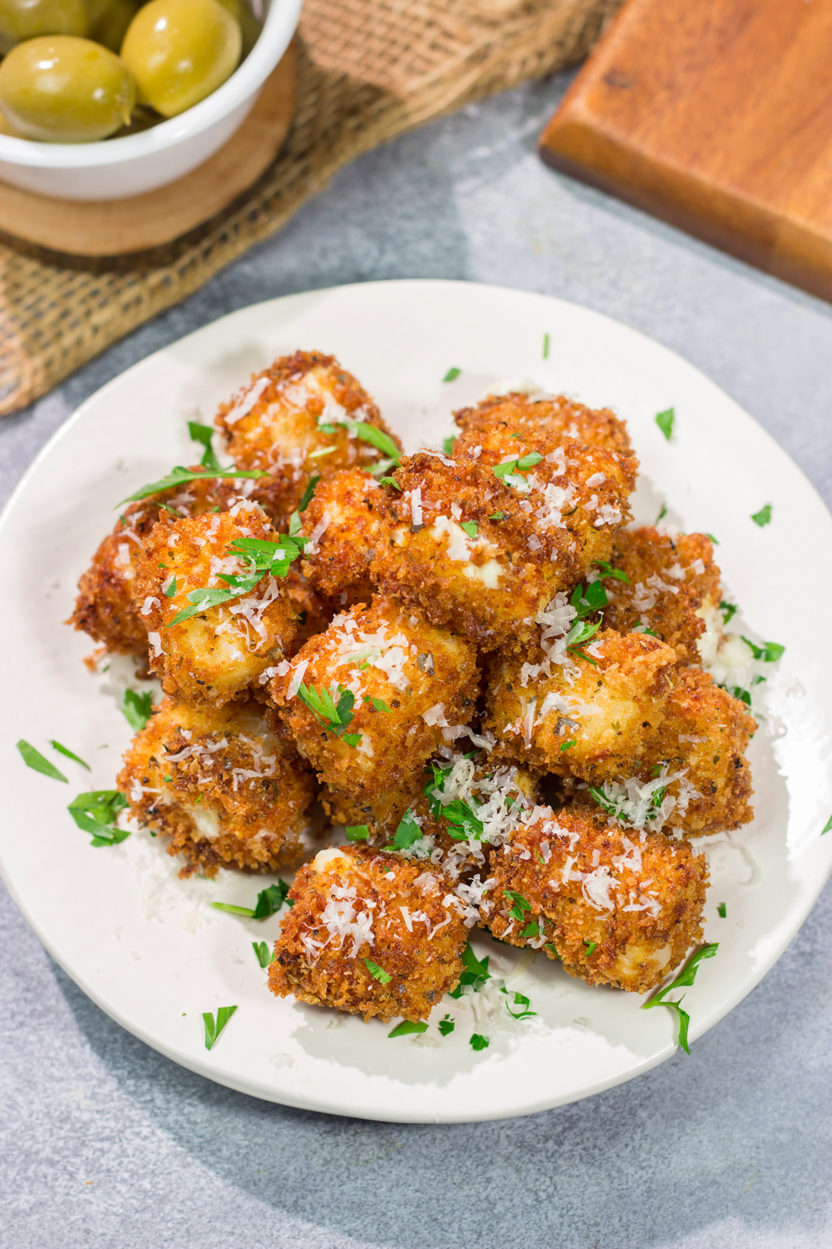 This Toasted Feta is crispy on the outside and warm and creamy on the inside. It can be served as a party appetizer or on top of salads. Enjoy!