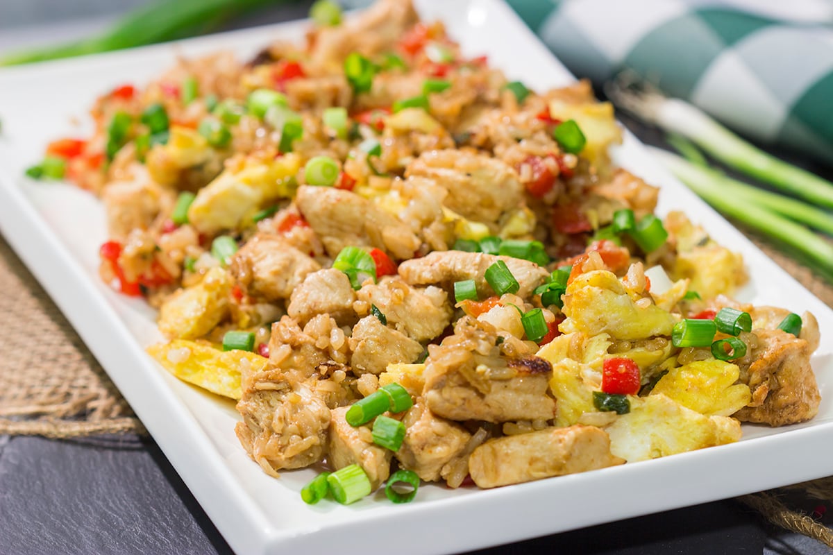 Arroz Chaufa, also known as Peruvian Fried Rice, is an example of fusion food at its best. Chinese and Peruvian flavors combine to create a delicious dish that is perfect for busy weeknights!