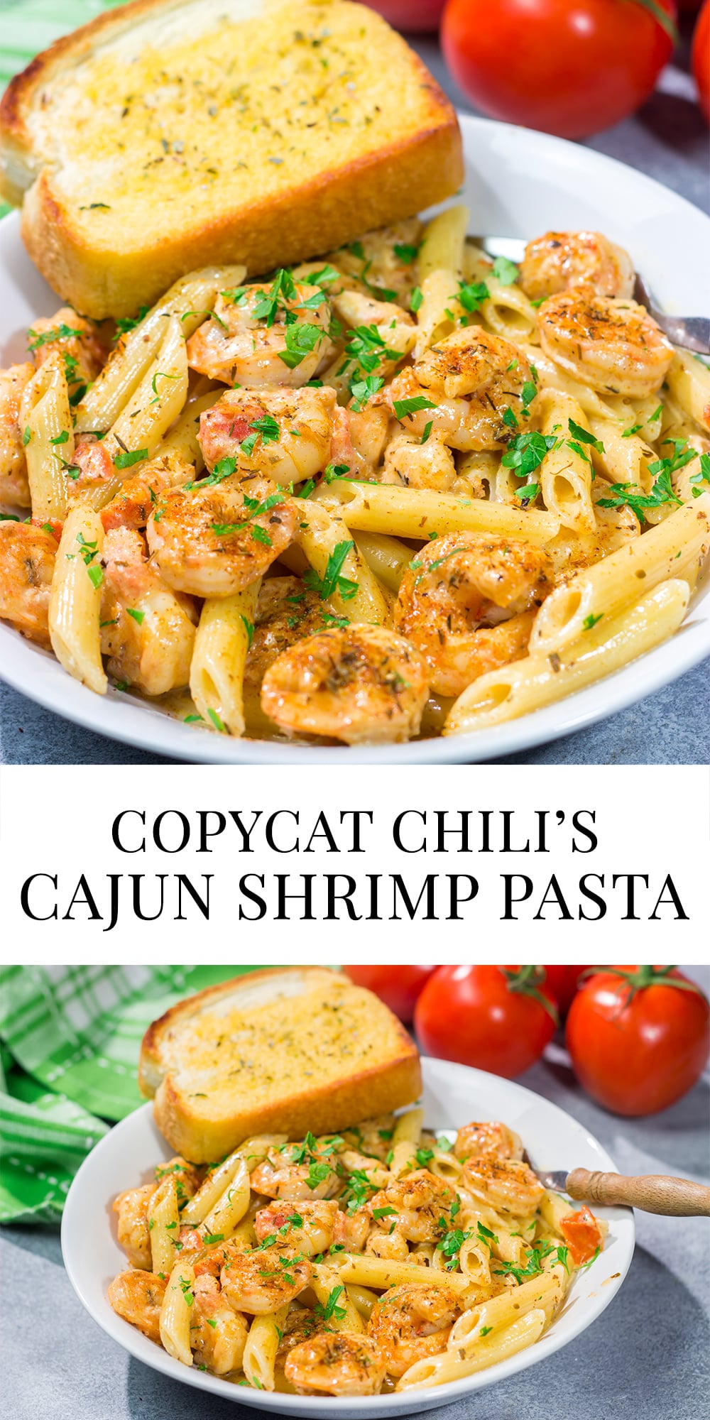 This Copycat Chili's Cajun Shrimp Pasta features creamy alfredo sauce tossed with succulent Cajun shrimp. It's delicious - and easy enough for a weeknight meal!