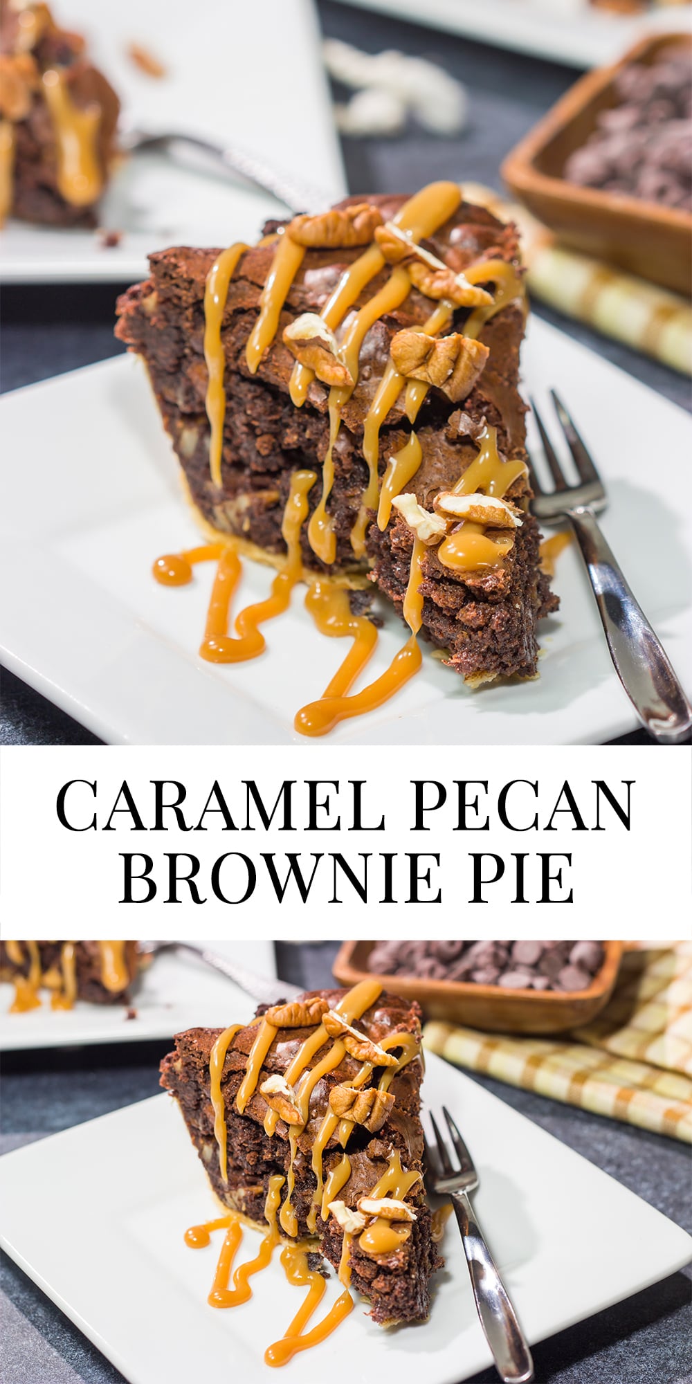 Is it a brownie? Is it a pie? It's both! This Caramel Pecan Brownie Pie is a fun mash-up of two favorite desserts. Enjoy!