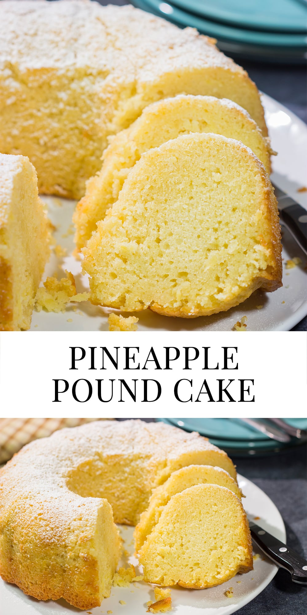Featuring the bright tropical flavor of crushed pineapple, a slice of this Pineapple Pound Cake makes for an excellent brunch or dessert!