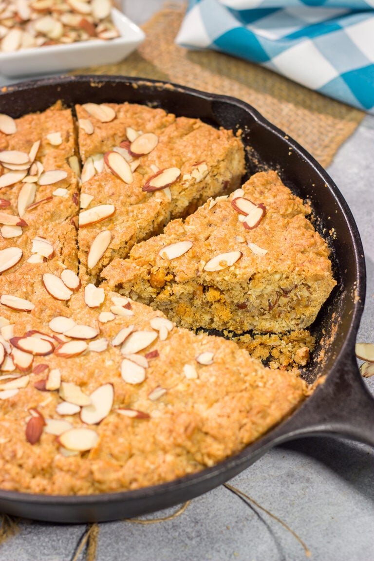These chewy Almond Skillet Blondies feature a deep butterscotch flavor. Add in the crunchy almonds, and you've got an easy dessert recipe that will be a family favorite!