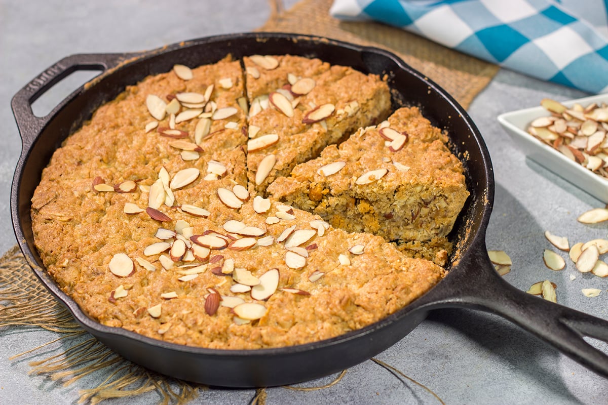 These chewy Almond Skillet Blondies feature a deep butterscotch flavor. Add in the crunchy almonds, and you've got an easy dessert recipe that will be a family favorite!