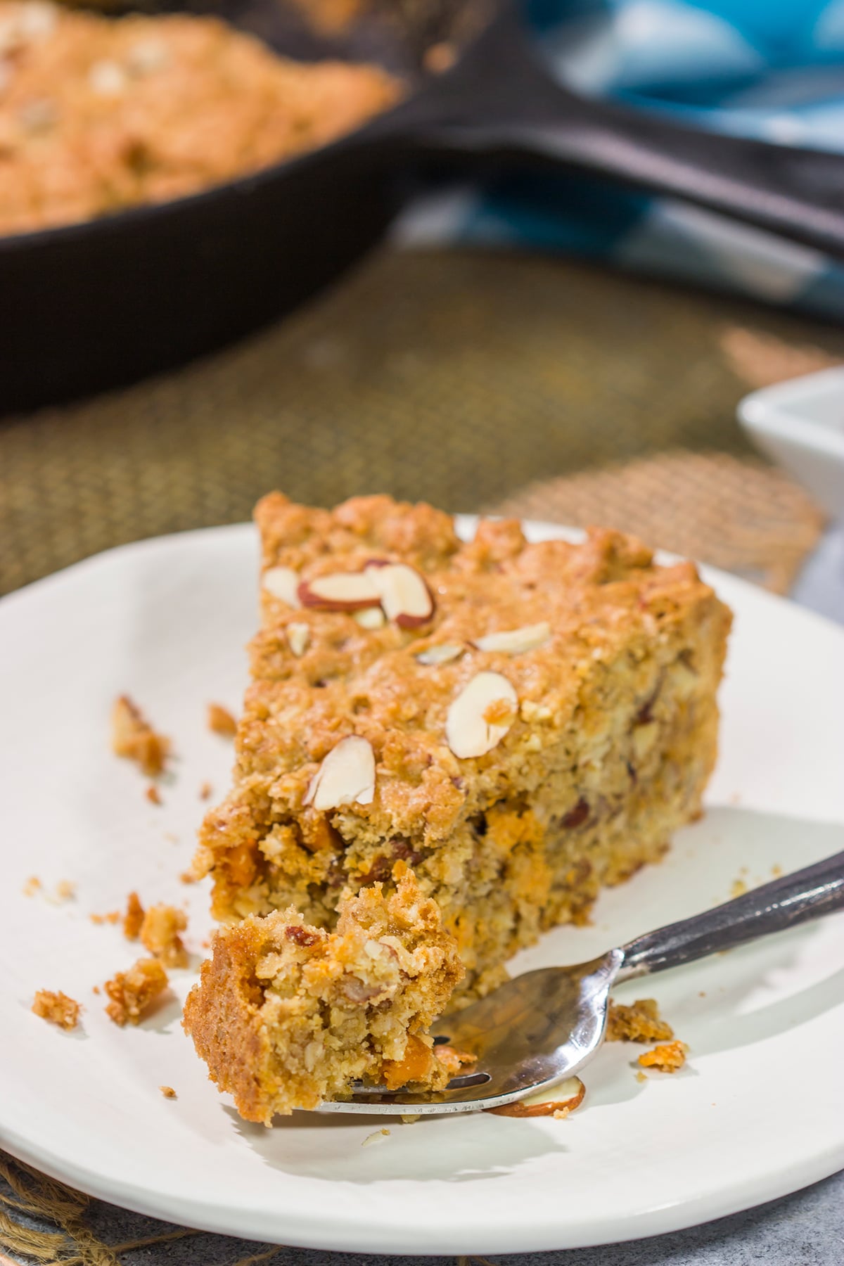 These chewy Almond Skillet Blondies feature a deep butterscotch flavor. Add in the crunchy almonds, and you've got an easy dessert recipe that will be a family favorite!