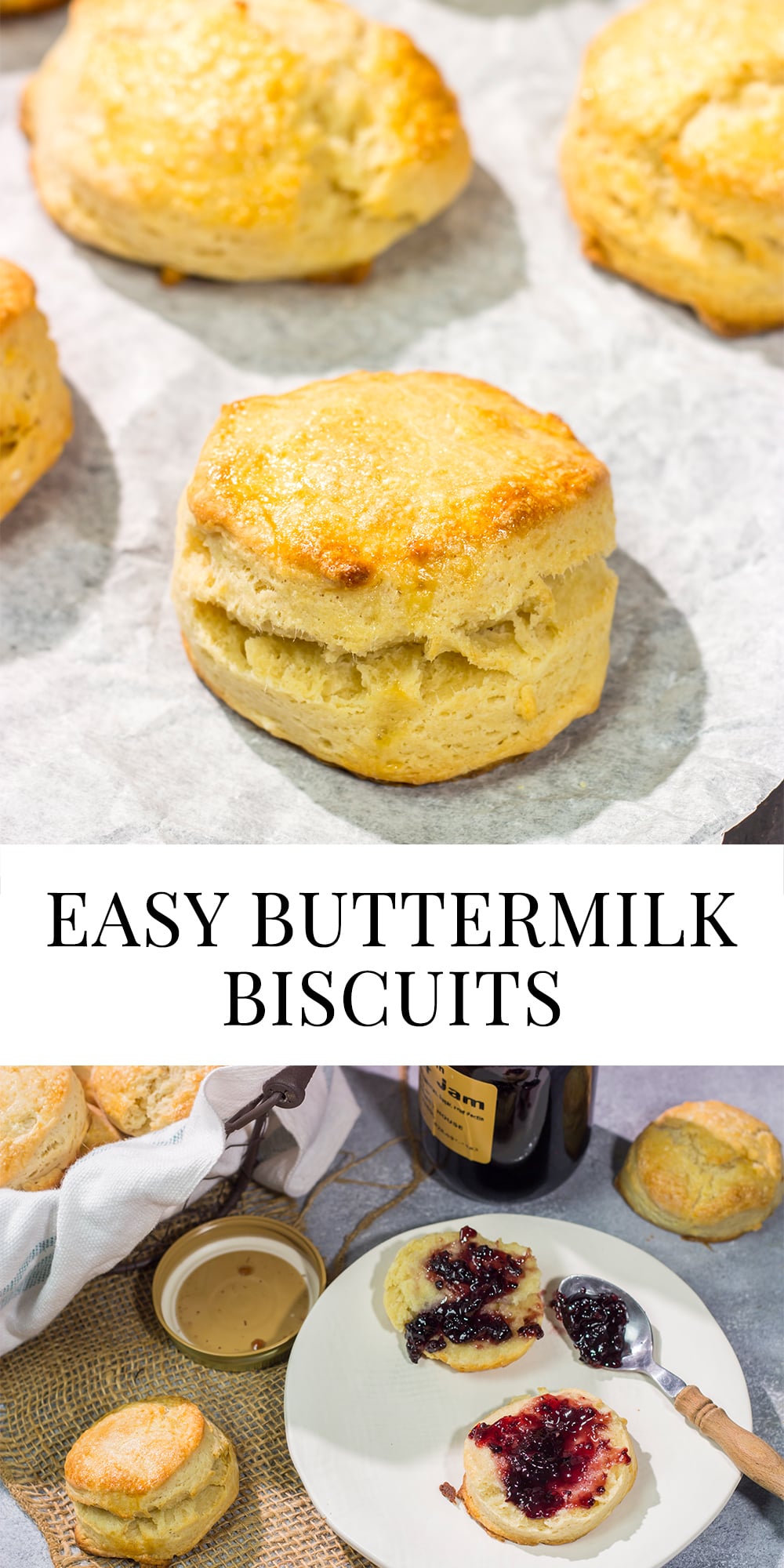 These Easy Buttermilk Biscuits are buttery, flaky and super simple to make. Make a batch for dinner tonight...or breakfast tomorrow...or both!
