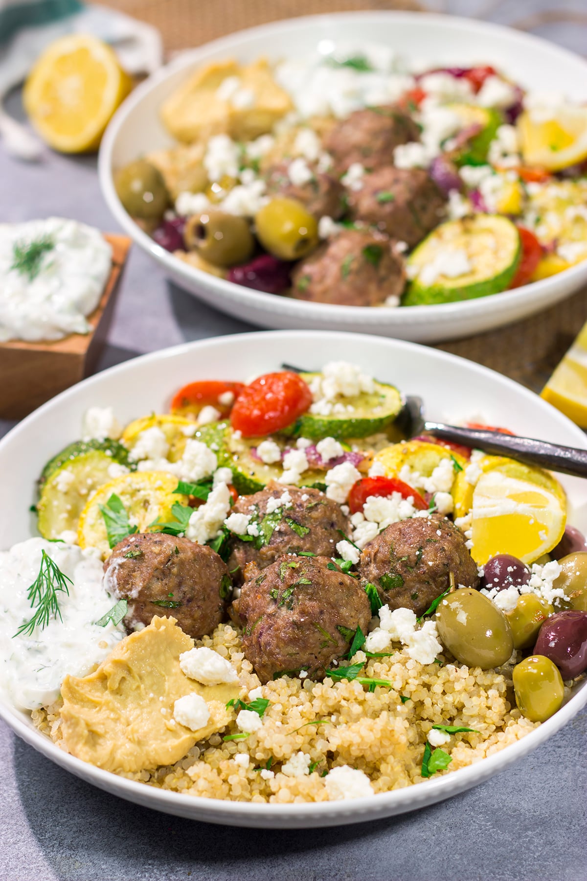 If you enjoy Greek flavors, then you'll love these Greek Meatball Bowls. The bright, bold flavors in these bowls will transport you straight to a sunny Mediterranean island!