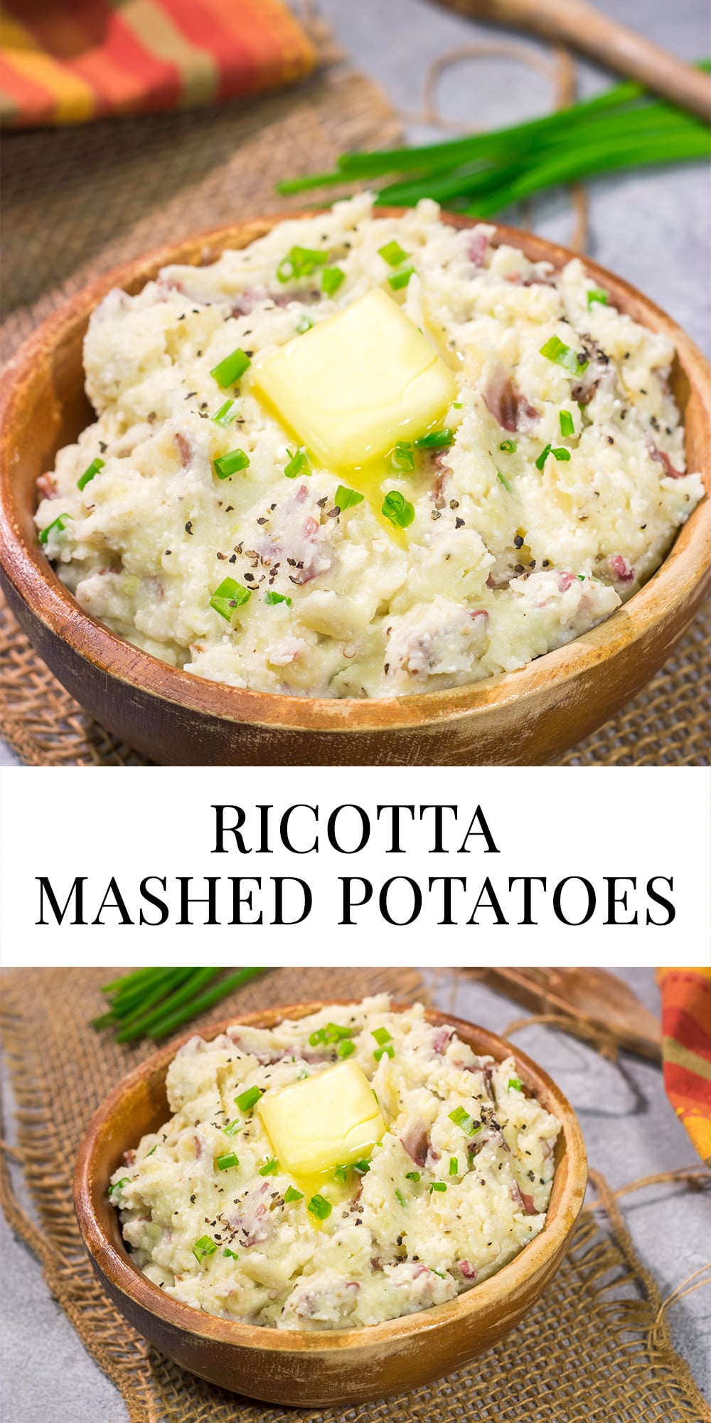 These Ricotta Mashed Potatoes are extra creamy and super flavorful. This easy side dish recipe is perfect for any occasion from weeknight meals to Thanksgiving dinners!