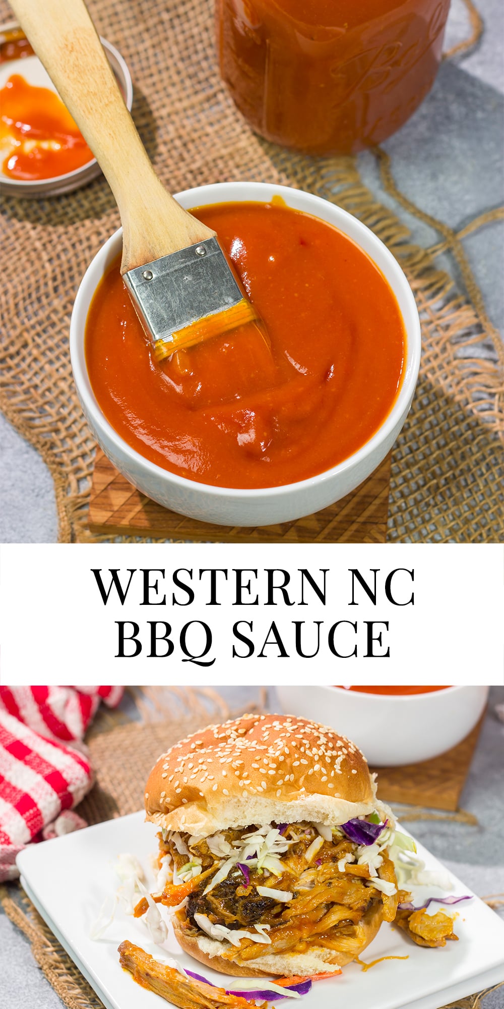 This Western NC BBQ Sauce is a tangy and full of flavor. We love this sauce brushed on grilled chicken or drizzled over a pulled pork sandwich!
