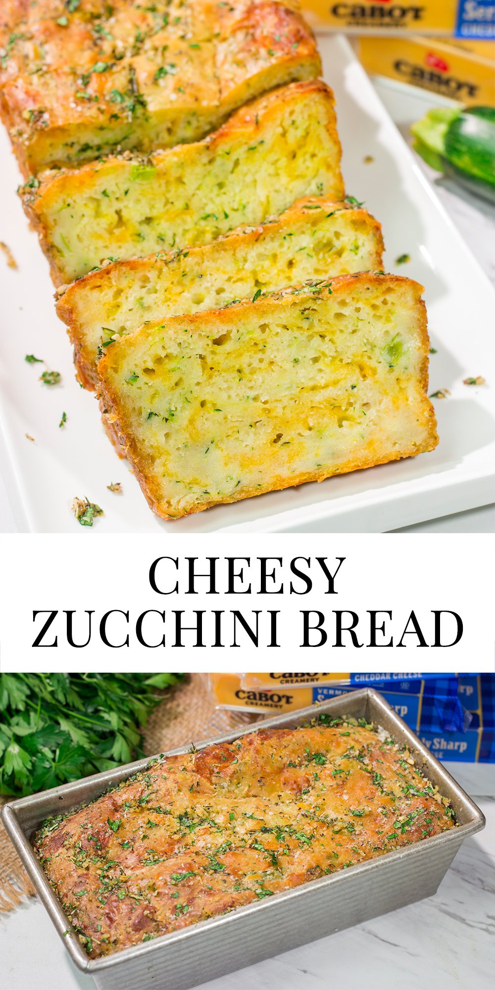 This Cheesy Zucchini Bread is packed with summer flavor! Toast up a slice of this savory quick bread and serve it next to salad or soup for an easy meal.