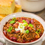 This Venison Chili is a meaty, flavor-packed recipe. It's the perfect type of comfort food for a cold winter day!