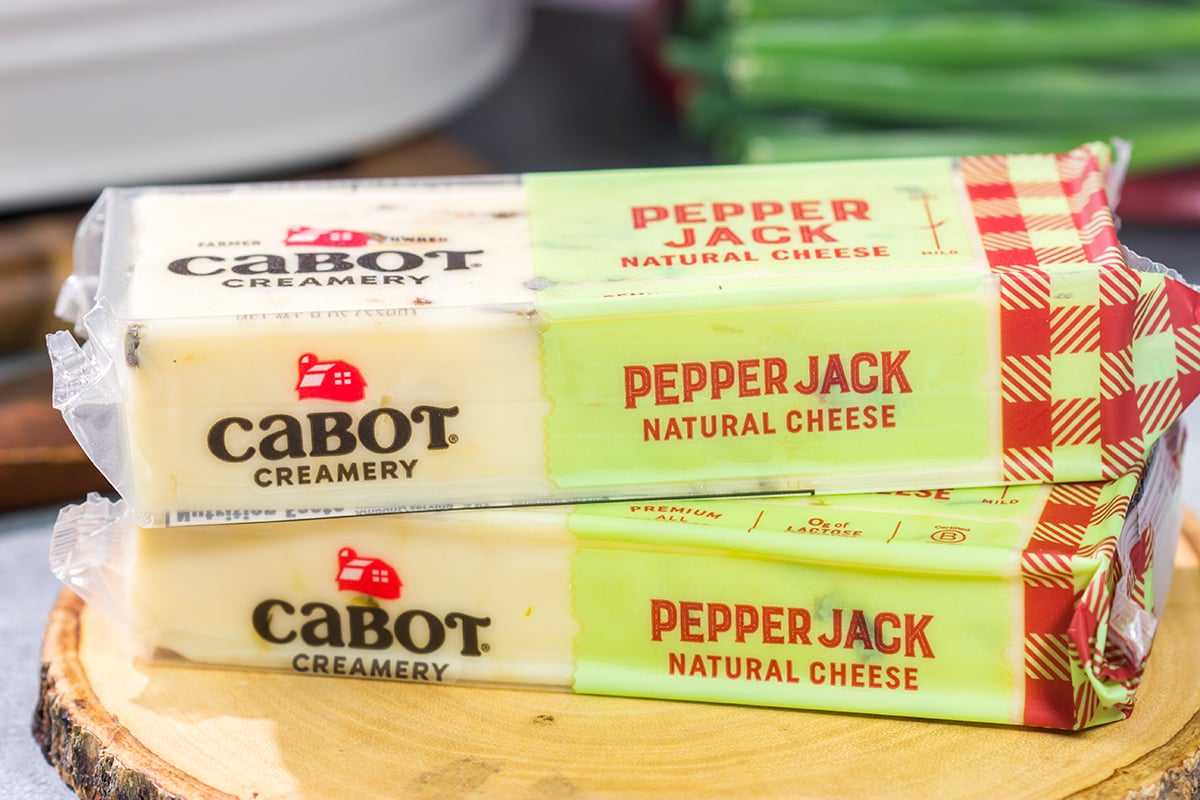 Bars of Cabot Pepper Jack cheese