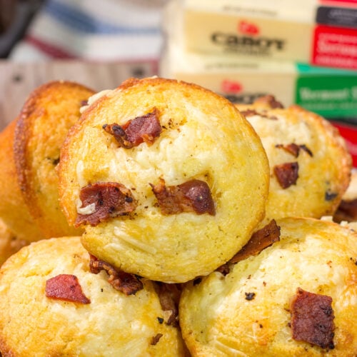 These Bacon Cheddar Cornbread Muffins are packed with crispy bacon, sharp cheddar cheese and classic cornbread flavor. They're the perfect side dish for soups and stews!