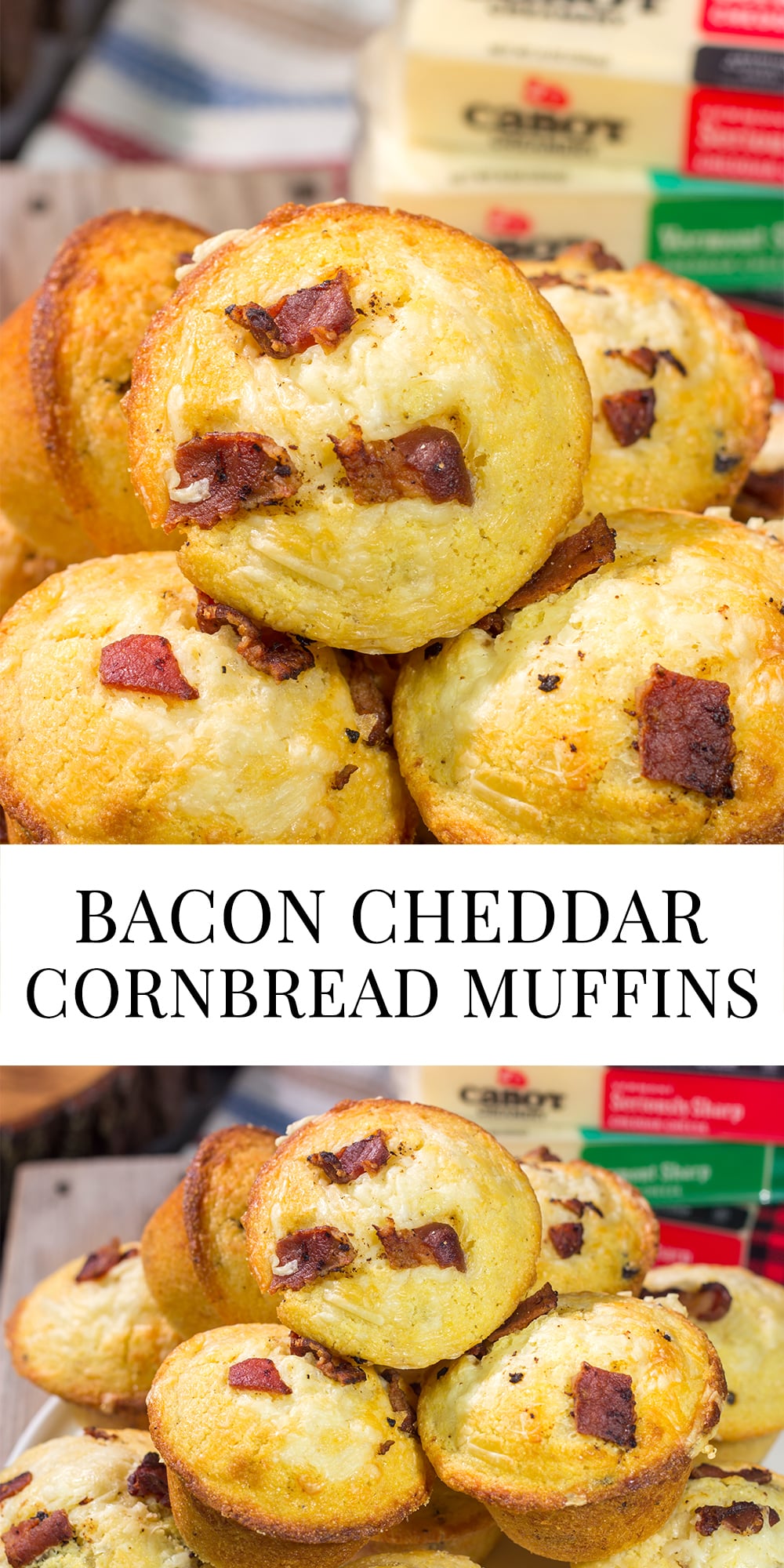 These Bacon Cheddar Cornbread Muffins are packed with crispy bacon, sharp cheddar cheese and classic cornbread flavor. They're the perfect side dish for soups and stews!